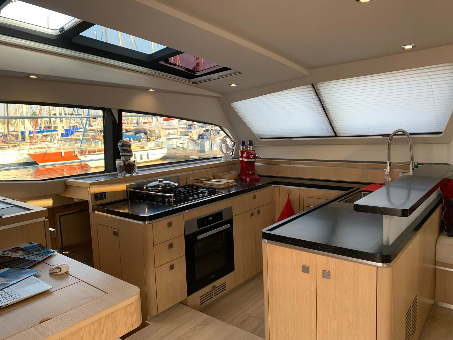 The light-filled galley aboard ANURA